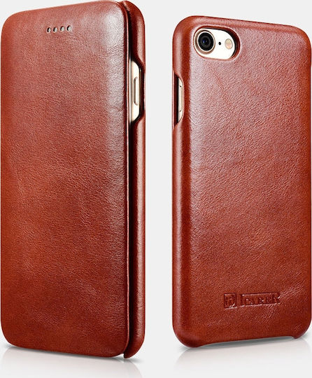 iCarer Vintage Curved Edge Book Δερμάτινο / Δερματίνης Καφέ (iPhone SE 2022/2020)