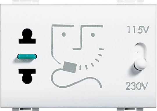 Legrand Bticino Single Walled Power Socket Shaving White