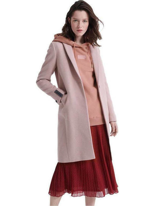 Ariana Women's Pink Coat with Buttons