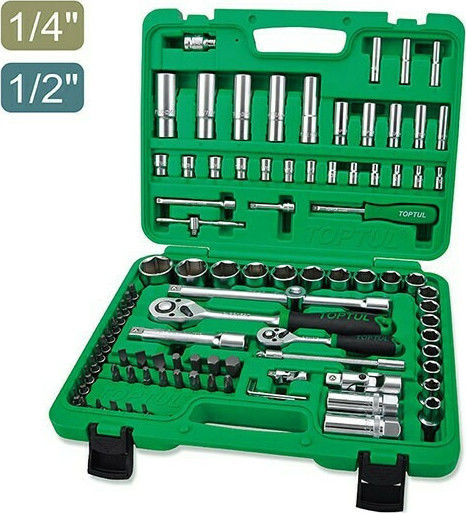 Toptul Καστάνια με Καρυδάκια 1\2" & 1\4" 94τμχ