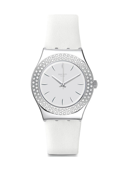 Swatch Starry Party Watch with Silver Rubber Strap