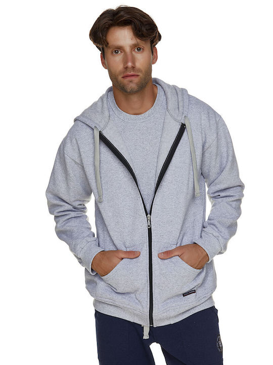 Bodymove Men's Sweatshirt Jacket with Hood and Pockets Gray