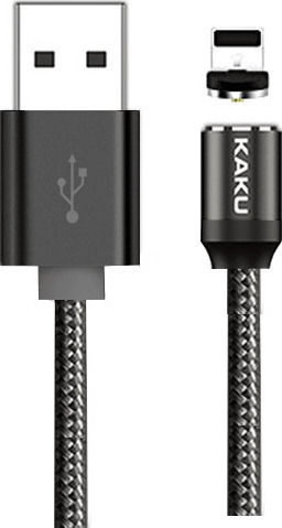 Kakusiga Geflochtenes Magnetisch Abnehmbares USB-A zu Lightning Kabel Schwarz 1m KSC-306-LIBL