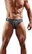 Svenjoyment Underwear Faux Leather G-String with Powernet Inserts Ανδρικό Sexy String Μαύρο