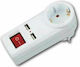 Amarad Einzelne Steckdose mit 2 USB-A und Schalter
