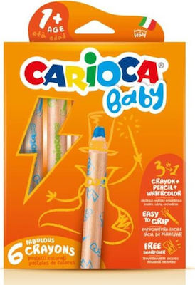 Carioca Baby Σετ Ξυλομπογιές με Χοντρή Μύτη 3 σε 1 6τμχ