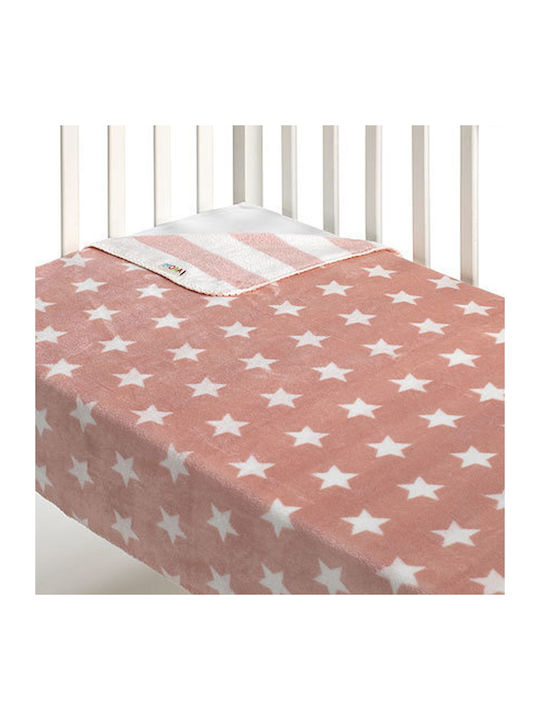 Morven Κουβέρτα Αγκαλιάς & Λίκνου Stars Fleece Ροζ 80x110εκ.