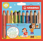 Stabilo Woody Maxi Coloured Pencils Set 3 σε 1 10pcs