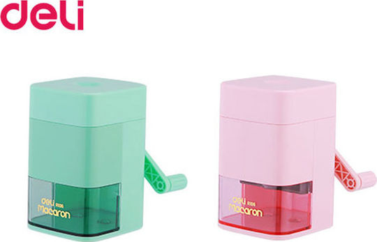 Deli Macaron Plastic Sharpener Barrel with Crank (Μiscellaneous Colours) 1pcs