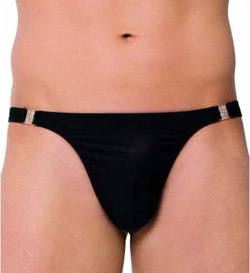 Softline 4432 Low-Rise Thong with Clip Fastener Chilot Sexy pentru bărbați Negru 559144321