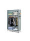 Herzberg Fabric Wardrobe with Zipper and Shelves in Gray Color 108x45x170cm