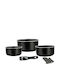 Herzberg Aluminum Pots Set Black with Stone Coating 3 Pieces