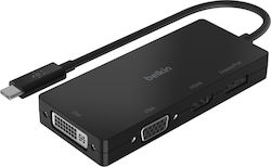 Belkin Konverter USB-C männlich zu DVI-I / DisplayPort / HDMI / VGA weiblich Schwarz (AVC003btBK)