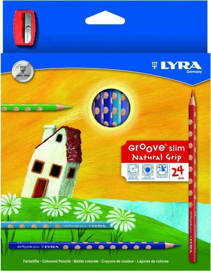 Lyra Groove Slim Комплект цветни моливи Точило 24бр Пакет от 1 опаковки