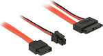 DeLock 13-Pin SATA III - 7-Pin SATA III Kabel 30cm Rot (84848)