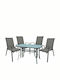 Sun Outdoor Dining Room Set 5 Pieces Gray