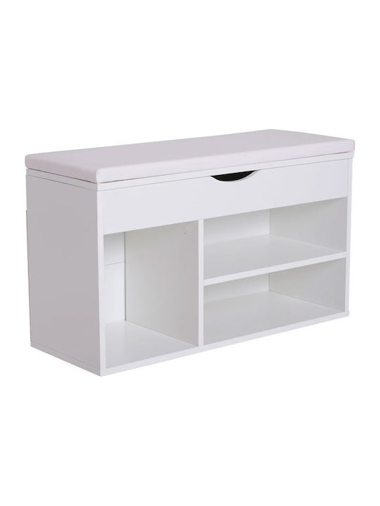 Holz Schuhschrank mit 3 Regalen White L80xW30xH47cm