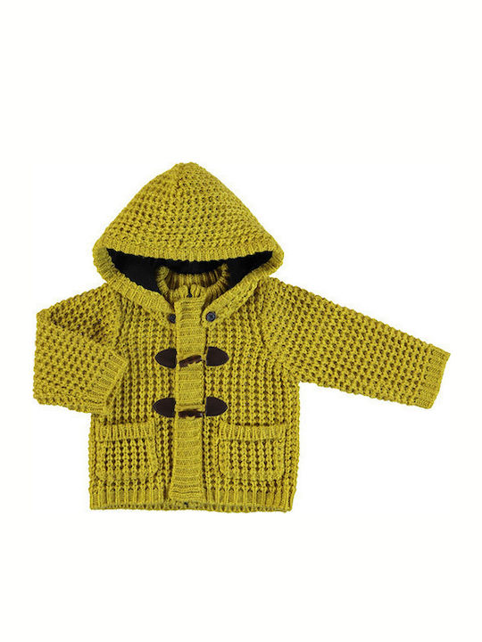 Kids Cardigan Knitted with Hood Yellow