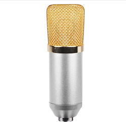 Condenser XLR Microphone BM-700 Shock Mounted/Clip On for Voice In Silver Colour