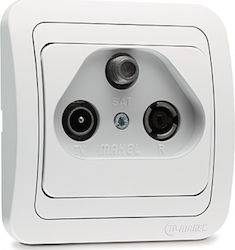 Makel Mimoza TV, Satellite, and Radio Antenna Socket Aerial in White color 12067