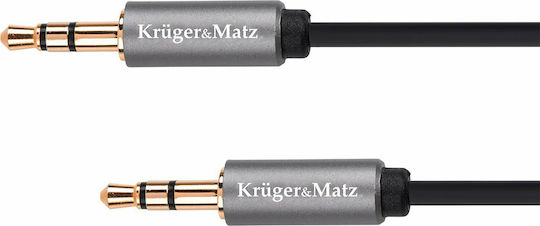 Kruger & Matz Καλώδιο Ήχου 3.5mm male - 3.5mm male Μαύρο 1.8m με Επίχρυσους Ακροδέκτες KM1227