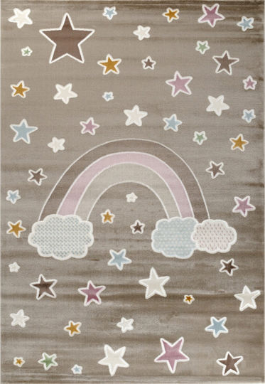 Tzikas Carpets 33076-070 Kinder Teppich Sterne Braun 133x190cm Dicke 11mm