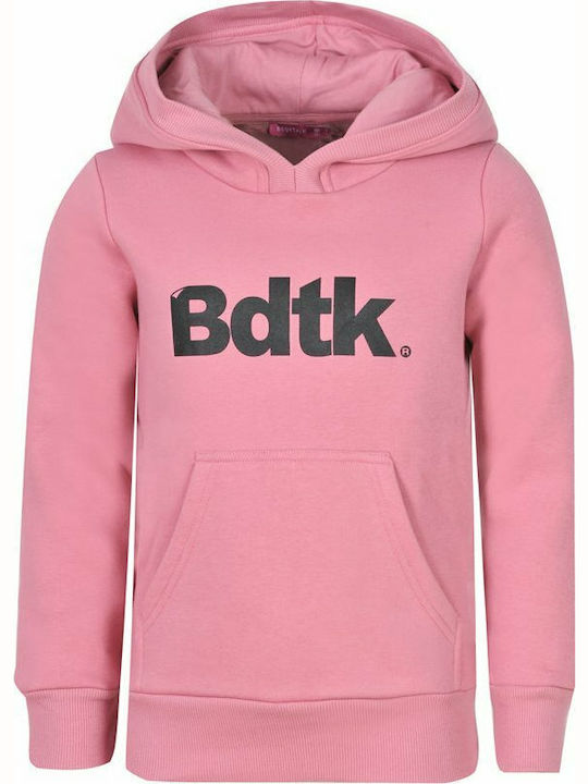 Fleece Kids Sweatshirt with Hood and Pockets Pink