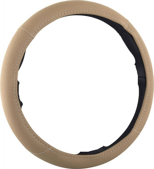 Carman Car Steering Wheel Cover with Diameter 37-38cm Leatherette Beige