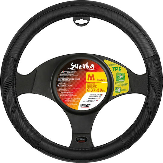 Lampa Car Steering Wheel Cover Suzuka with Diameter 37-39cm made of Leatherette Black