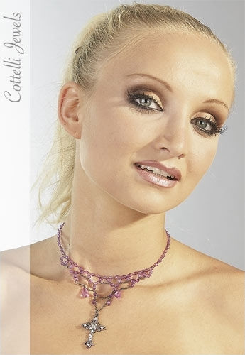 Cottelli Collection Cross Necklace Antique Look Sexy Κόσμημα Μωβ