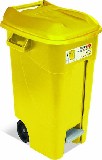 Tayg 120P Monocolor Plastic Wheeled Waste Bin 120lt with Pedal Yellow