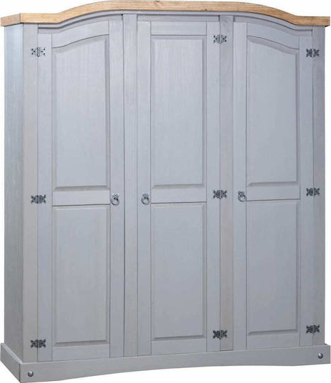 Corona Triple Door Grey Wardrobe 151x52x170cm