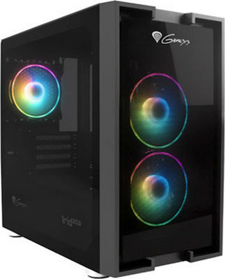 Genesis Irid 353 ARGB Gaming Micro Tower Computer Case with Window Panel Black