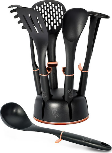 Berlinger Haus Silicone Cooking Utensil Set with Base Black Black Rose Collection 7pcs