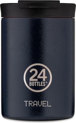 24Bottles Travel Tumbler Glass Thermos Stainless Steel BPA Free Blue 350ml with Mouthpiece