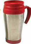 Sidirela Glass Thermos Stainless Steel Red 450ml with Mouthpiece and Handle E-1819