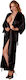 Cottelli Collection Long Satin Kimono Sexy Ρόμπα Black