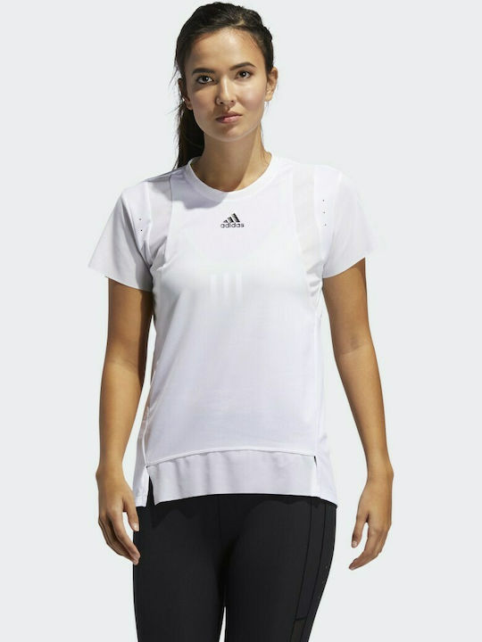 Adidas Heat.Rdy Training Damen Sportlich Bluse Kurzärmelig Weiß