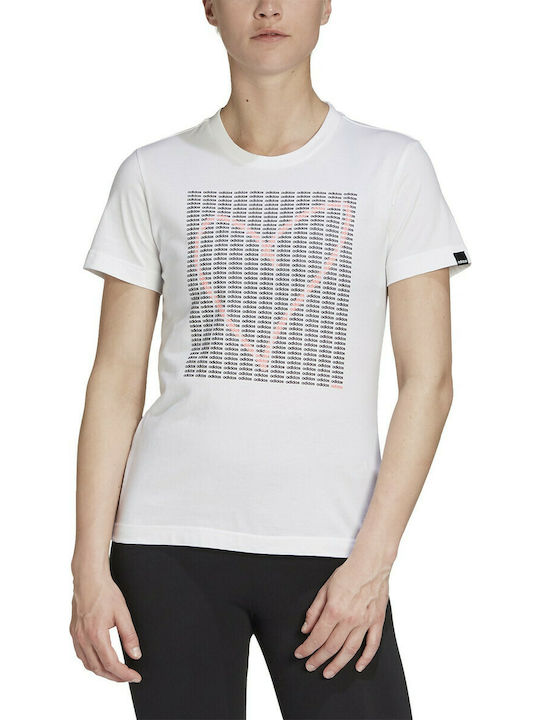 Adidas Adi Heart Γυναικείο Αθλητικό T-shirt Λευκό