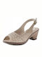 Peep Toe Beige Heels with Strap