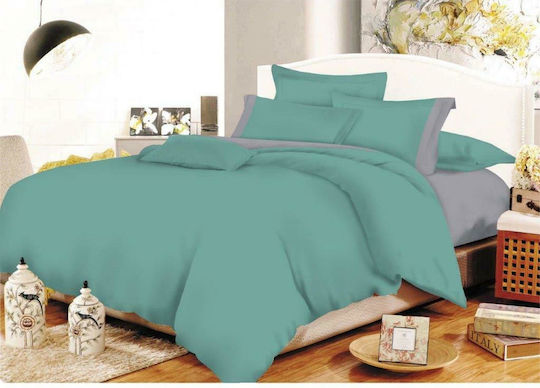 Le Blanc Cotton Line Σετ Σεντόνια Διπλά 200x240εκ. Petrol - Grey (4τμχ)