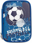 Goomby Fabric Pencil Case 3D Football with 1 Compartment Blue