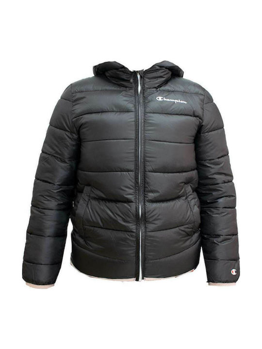 Kids' Quilted Jacket Short with Hood Black