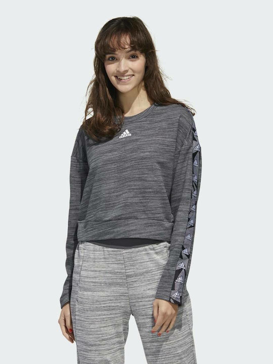 Essentials Tape Cropped Γυναικείο Φούτερ Dark Grey Heather
