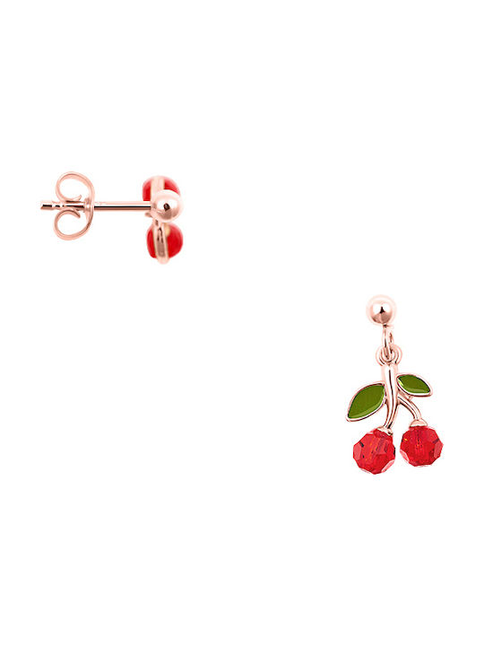 Silver earrings "Red Cherries" rose gold plated