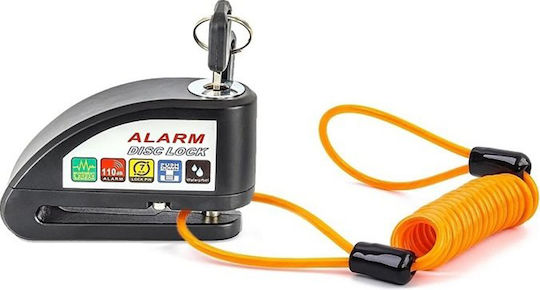 AC8305 Motorcycle Disc Brake Lock with Alarm & 6mm Pin in Black