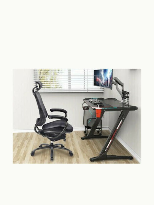 Gaming Office Z1-S Wooden Black with Metal Legs & LED 113x61.5x77.5cm
