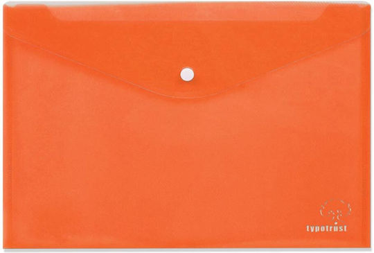 Typotrust Transparent File Folder with Button for A4 Paper Orange
