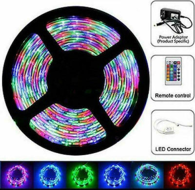 Waterproof LED Strip Power Supply 12V RGB Length 5m and 60 LEDs per Meter Set with Remote Control and Power Supply SMD5050