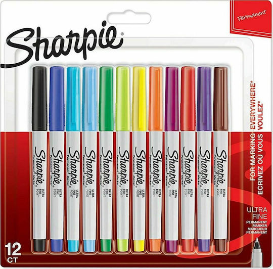 Sharpie Ultra Fine Permanent Маркери за рисуване 0.5мм Комплект 12бр